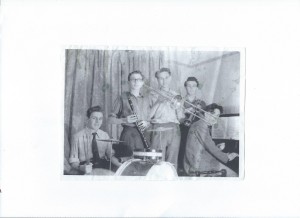'Orion Dixielanders' circa1949 Keith Grant (drums) Ken Godfrey (clarinet) Norman Bull (trombone) John Godfrey (trumpet) Hugh Ledigo(piano )