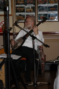 Nick Singer (banjo) with Bob Dwyers Bix & Pieces at Farnborough Jazz Club, Kent on 17th October 2014. Photo By Mike Witt