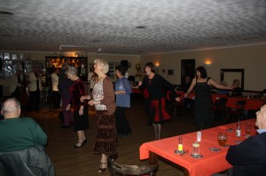 Our linedancers (Di on far right) at Farnborough Jazz Club, Kent, UK, with Tony Pitt's All Stars on 21st November 2014. Photo by Mike Witt.