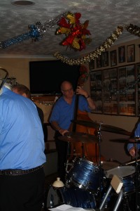 JOHN SIRETT (d.bass), one of George Tidiman's All Stars at Farnborough Jazz Club's Christmas Cracker Party, 19th December 2014