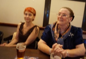 Laurie Chescoe's Reunion Jazz Band at Farnborough Jazz Club, Kent, UK on 3rd July 2015. Seen here - Janu (from the Czech Republic) and Patricia(right). Photo by Krystof Jelinek (also from the Czech Republic)