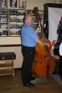 John Sirett (double .bass) with George 'Kid' Tidiman's All Stars at Farnborough Jazz Club on 31st July 2015. Photo by Mike Witt.