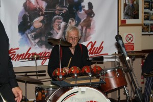 Graham Collicott with Harry Strutters Hot Seven at Farnborough Jazz Club at Keith's special birthday, 7th August 2015. Photo by Mike Witt.