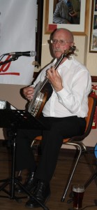 Here is Jim Heath, playing for Bill Phelan's Muscrat Ramblers at Farnborough Jazz Club (Kent) on Friday, 2nd October 2015. Photo by Mike Witt.