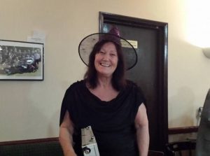 This is me (Diane) Sorry I have spoilt the scene, but I did have to tell them who's boss. Well, we did have some beautiful Witches at our fancy dress Holloween Party and I couldn't let them get too big for their boots! Party was here at Farnborough Jazz Club on Friday 30th October 2015. Golden Eagle Jazz Band entertained us. Photo by Kevin Scott