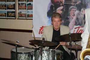 John Tyson plays drums for Tony Pitt's All Stars at Farnborough Jazz Club (Kent) on 9th October 2015. Photo by Mike Witt.