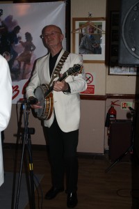 Here's the man! Tony plays banjo for his own band 'Tony Pitt's All Stars' at Farnborough Jazz Club (Kent) on 9th October 2015. Photo by Mike Witt.
