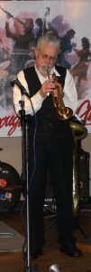 Max Emmons plays trumpet & harmonica with Bob Dwyer's Bix & Pieces at Farnborough Jazz Club on 29th January 2016. Photo by Mike Witt.