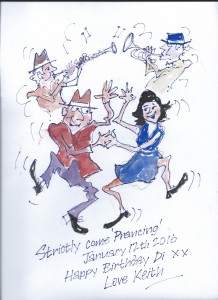Keith's watercolour painting for Diane's birthday 12Jan2016 (Keith always paints his greetings cards for Diane!)
