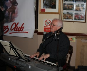 Dave Barnes of Phoenix Dixieland Jazz Band, plays at Farnborough Jazz Club on 11th March 2016. Photo by Mike Witt.