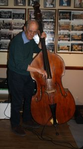 Andy Lawrence plays double bass for 'Bill Phelan's Muscrat Ramblers' at Farnborough Jazz Club on 27th May 2016. Photo by Mike Witt.