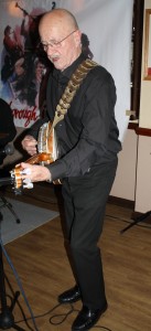 Tony Pitt takes a solo at Farnborough Jazz Club with his own band - 'Tony Pitt's All Stars' on 6th May 2016. Photo by Mike Witt.