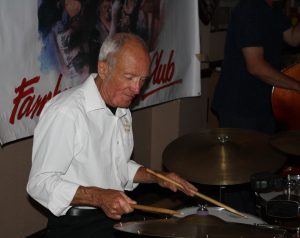 Pete Jackman plays drums for Golden Eagle Jazz Band at Farnborough Jaz Club (Kent) on Friday 17th June 2016. Photo by Mike Witt.